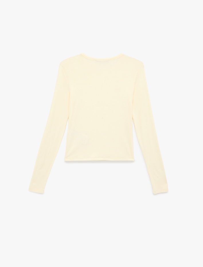  Viskon Slim Fit Uzun Kollu Bisiklet Yaka Tişört