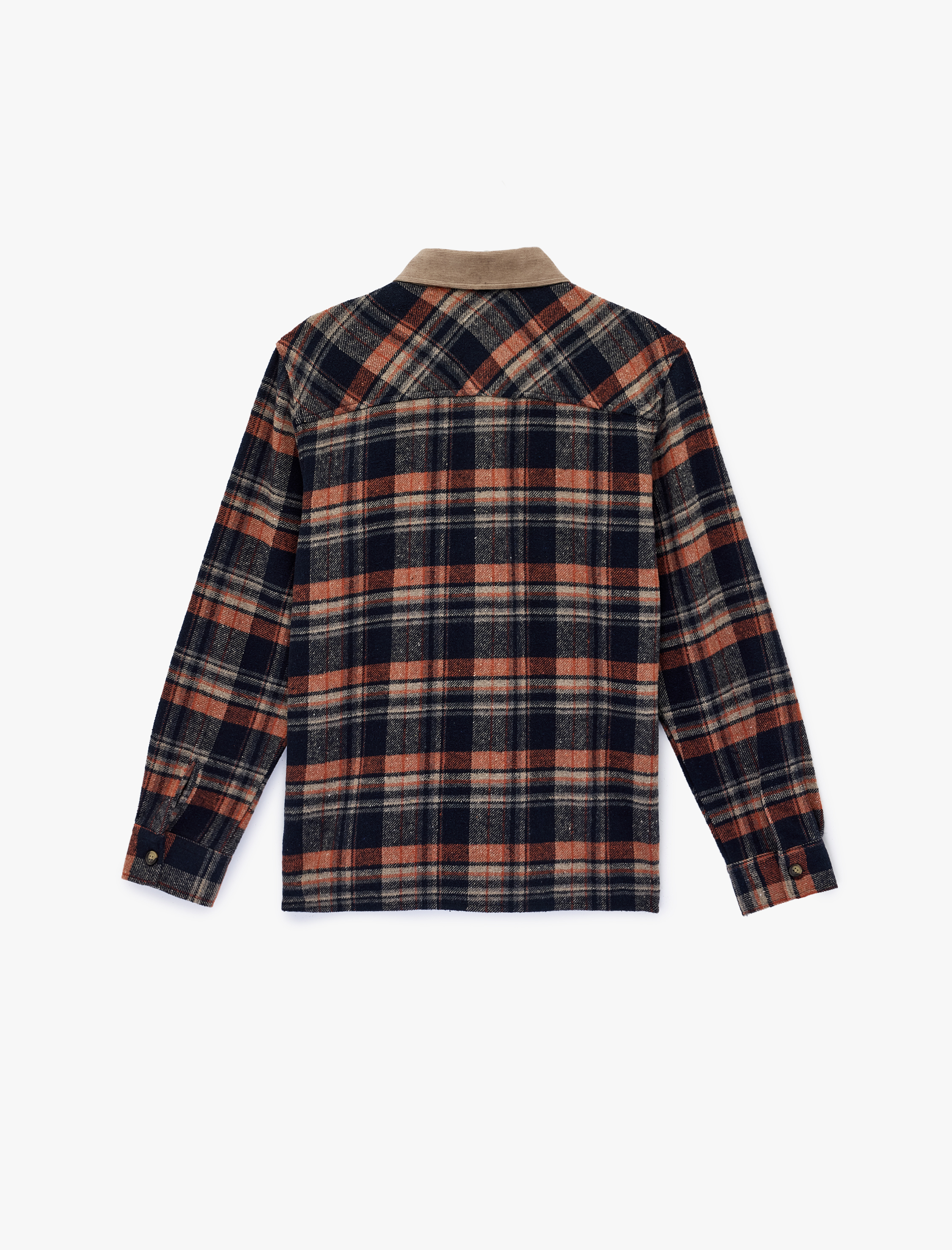   Regular Fit Uzun Kollu Cepli Kontrast Yaka Oduncu Gömleği