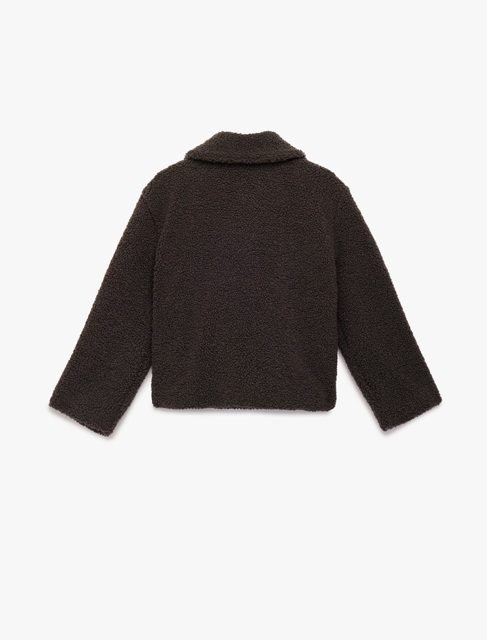 Kız Çocuk Fermuarlı Uzun Kollu Cepli Gömlek Ceket