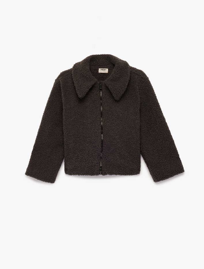 Kız Çocuk Fermuarlı Uzun Kollu Cepli Gömlek Ceket