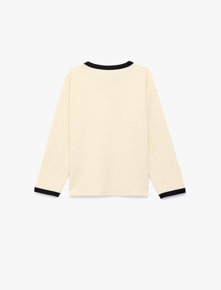 Erkek Çocuk Pamuklu Biyeli Bisiklet Yaka Uzun Kollu Tişört