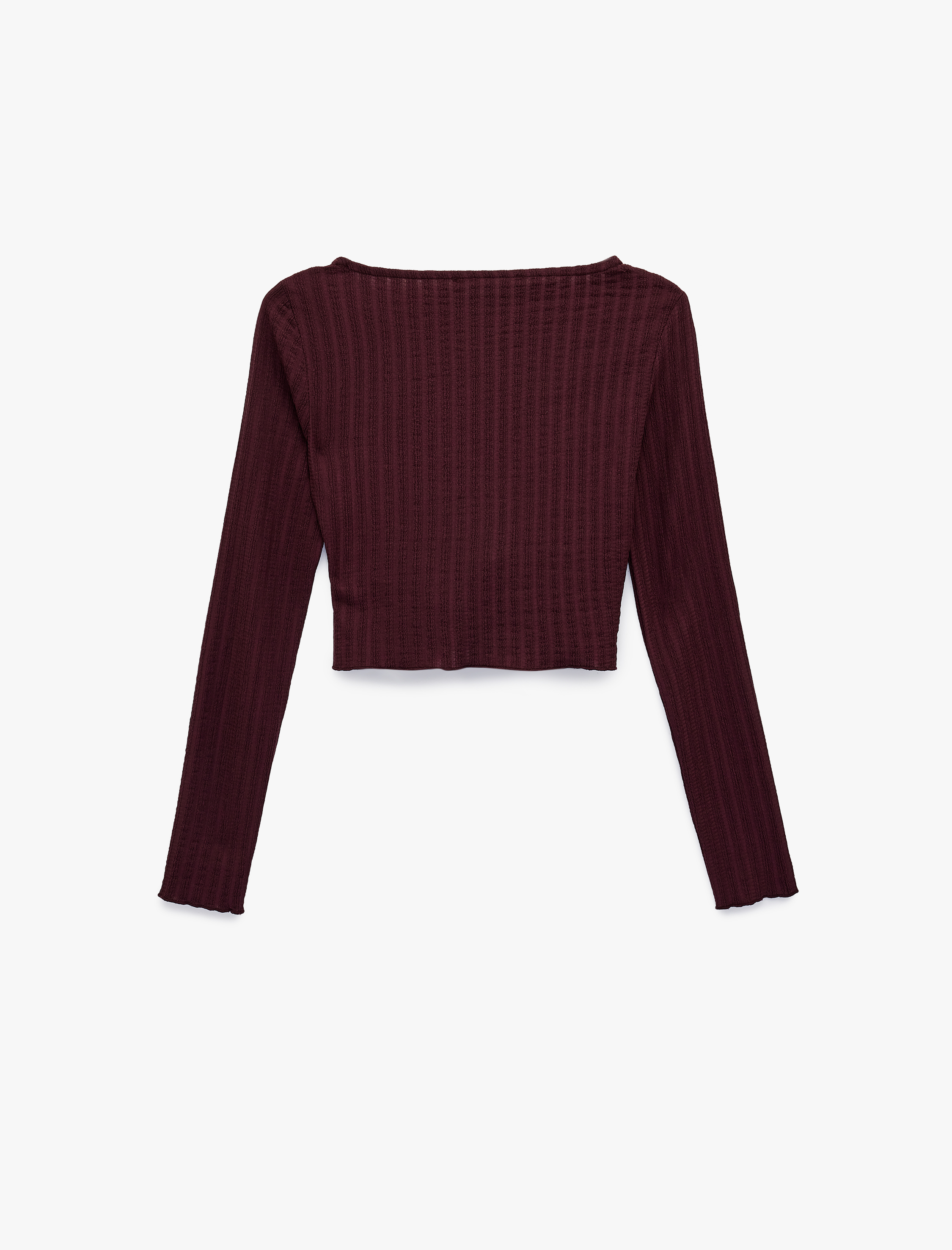   Asimetrik Yaka Büzgülü Slim Fit Uzun Kollu Tişört