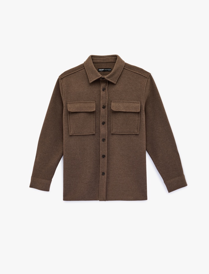  Regular Fit Cepli Klasik Yaka Uzun Kollu Gömlek