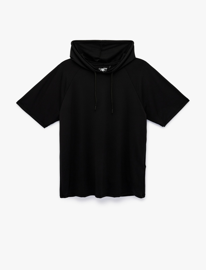  Rahat Kalıp Kısa Kollu Kapşonlu Spor Tişört