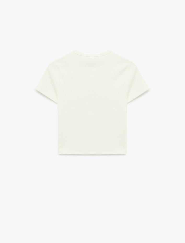  Slim Fit Kısa Kollu Bisiklet Yaka Baskılı Tişört