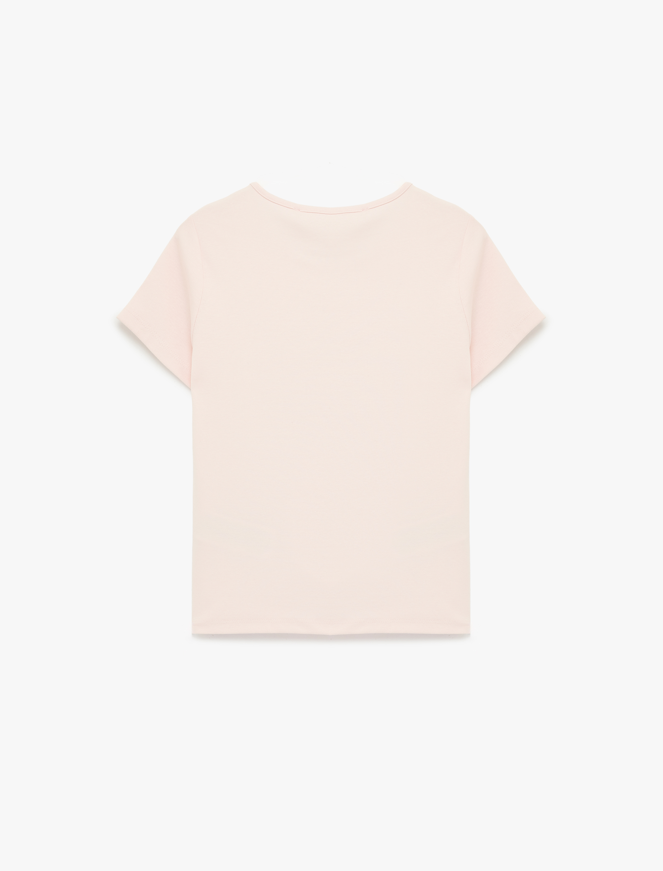   Slim Fit Kısa Kollu Bisiklet Yaka Pamuklu Fiyonklu Baskılı Tişört