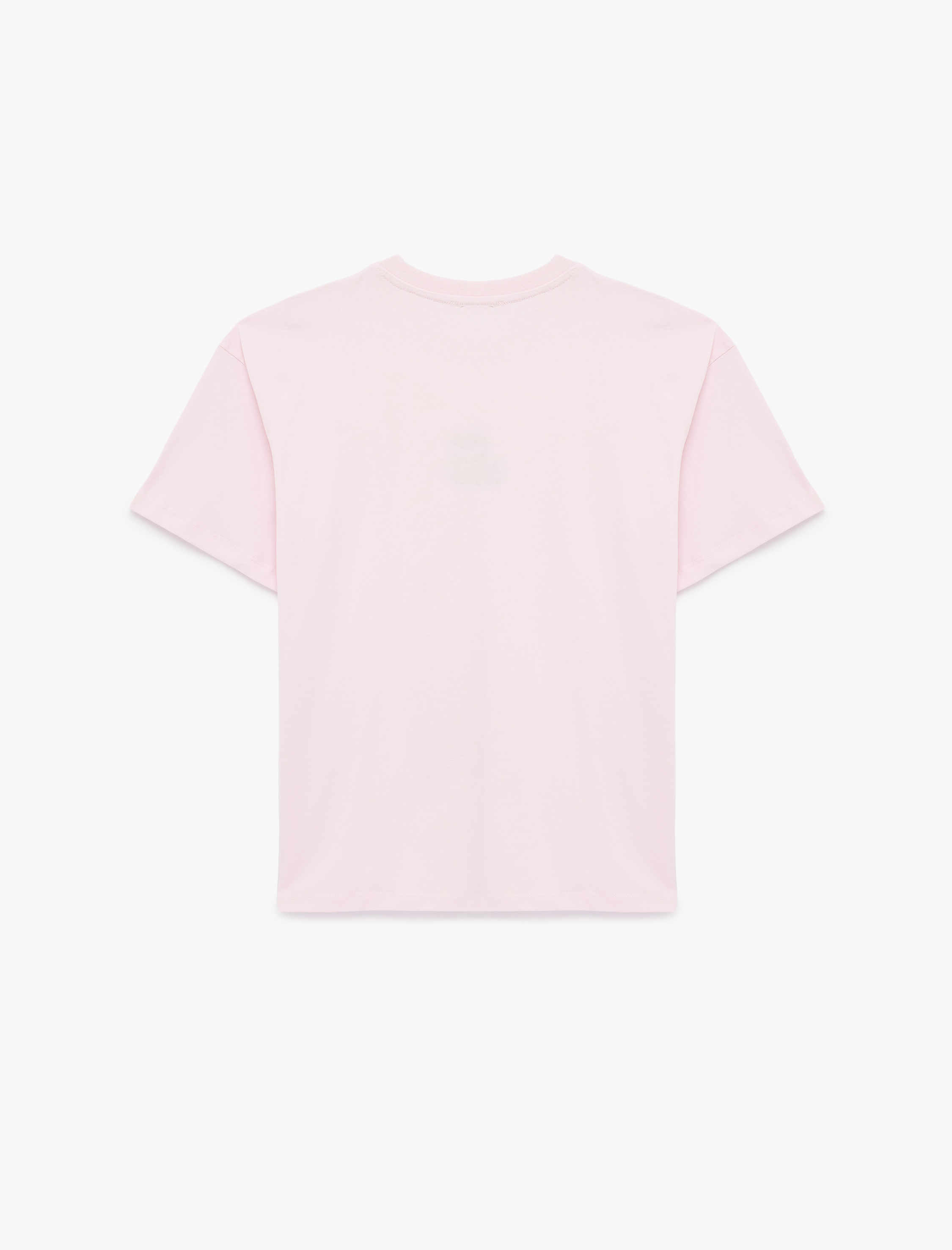   Bisiklet Yaka Kısa Kollu Kedi Nakış Detaylı Oversize Tişört