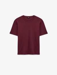 Regular Fit Kısa Kollu Pamuklu Bisiklet Yaka Tişört