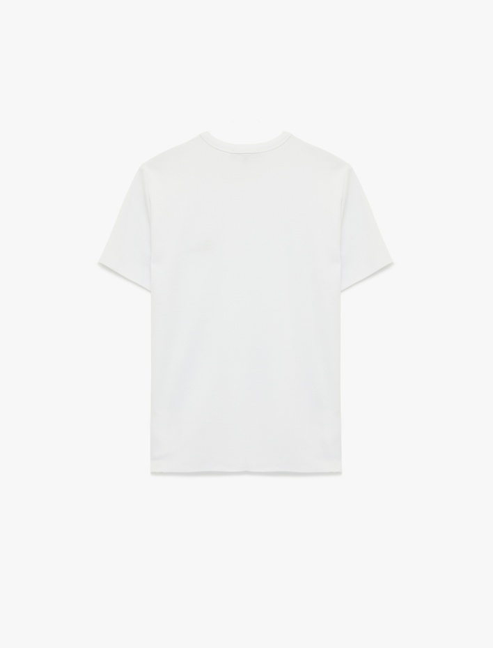  Slim Fit Kısa Kollu Bisiklet Yaka Baskılı Tişört