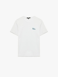 Slim Fit Kısa Kollu Bisiklet Yaka Baskılı Tişört