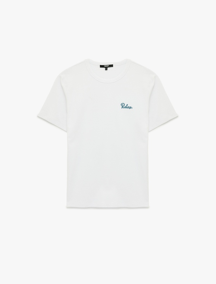  Slim Fit Kısa Kollu Bisiklet Yaka Baskılı Tişört