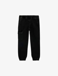 Pamuklu Kargo Cepli Jogger Jean Pantolon