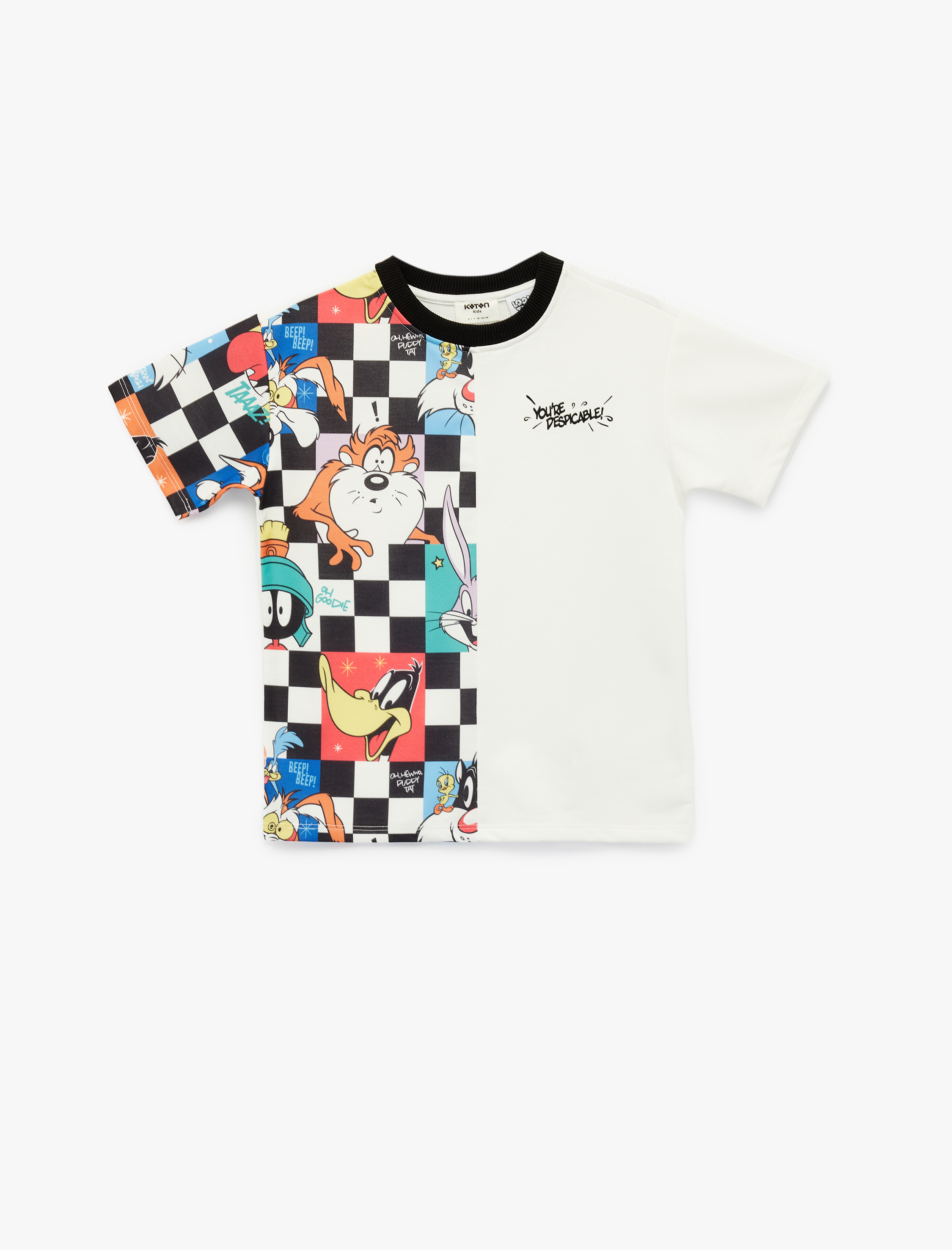  Erkek Çocuk Lisanslı Looney Tunes Baskılı Kısa Kollu Oversize Tişört