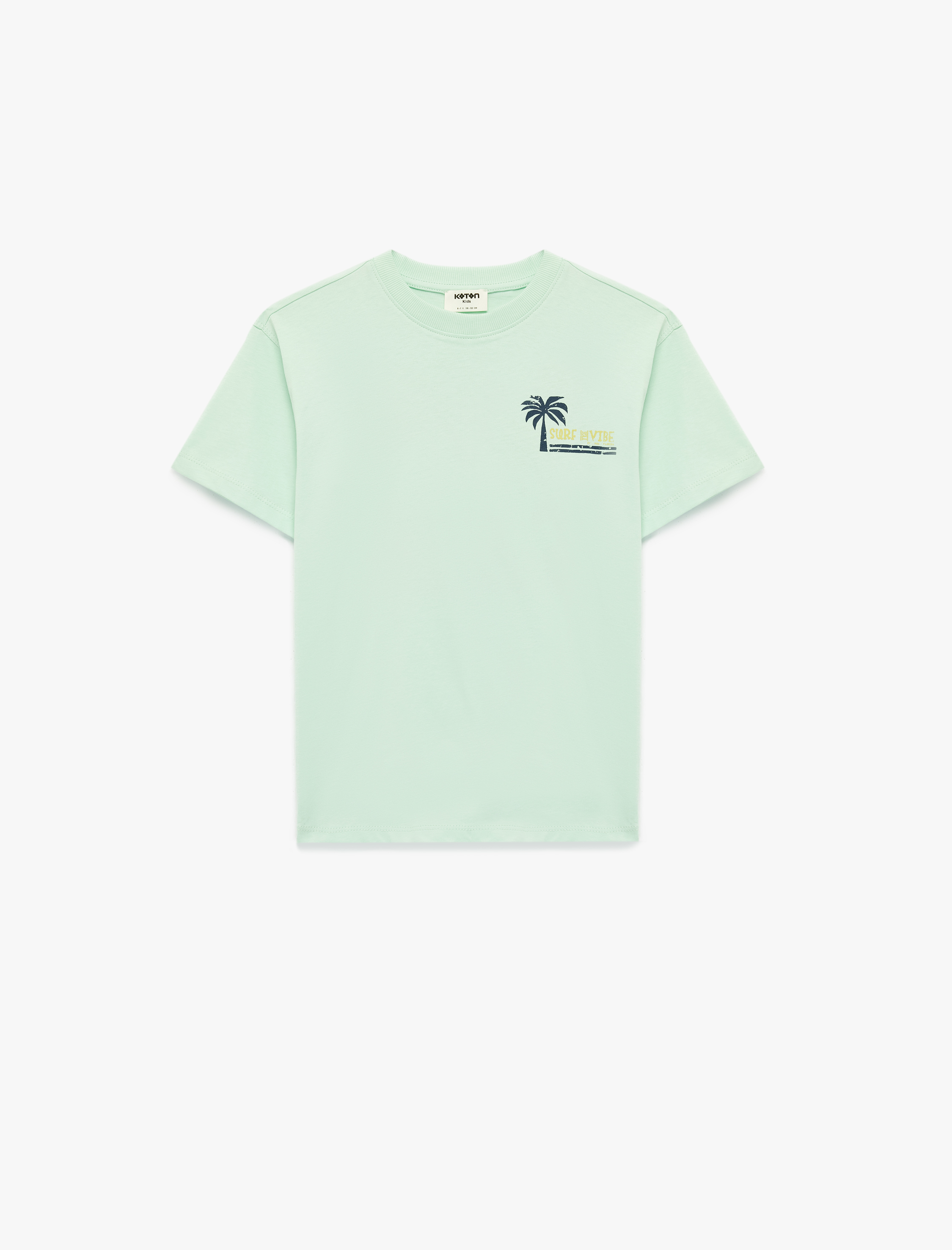  Erkek Çocuk Palmiyeli Baskılı Kısa Kollu Bisiklet Yaka Pamuklu Tişört