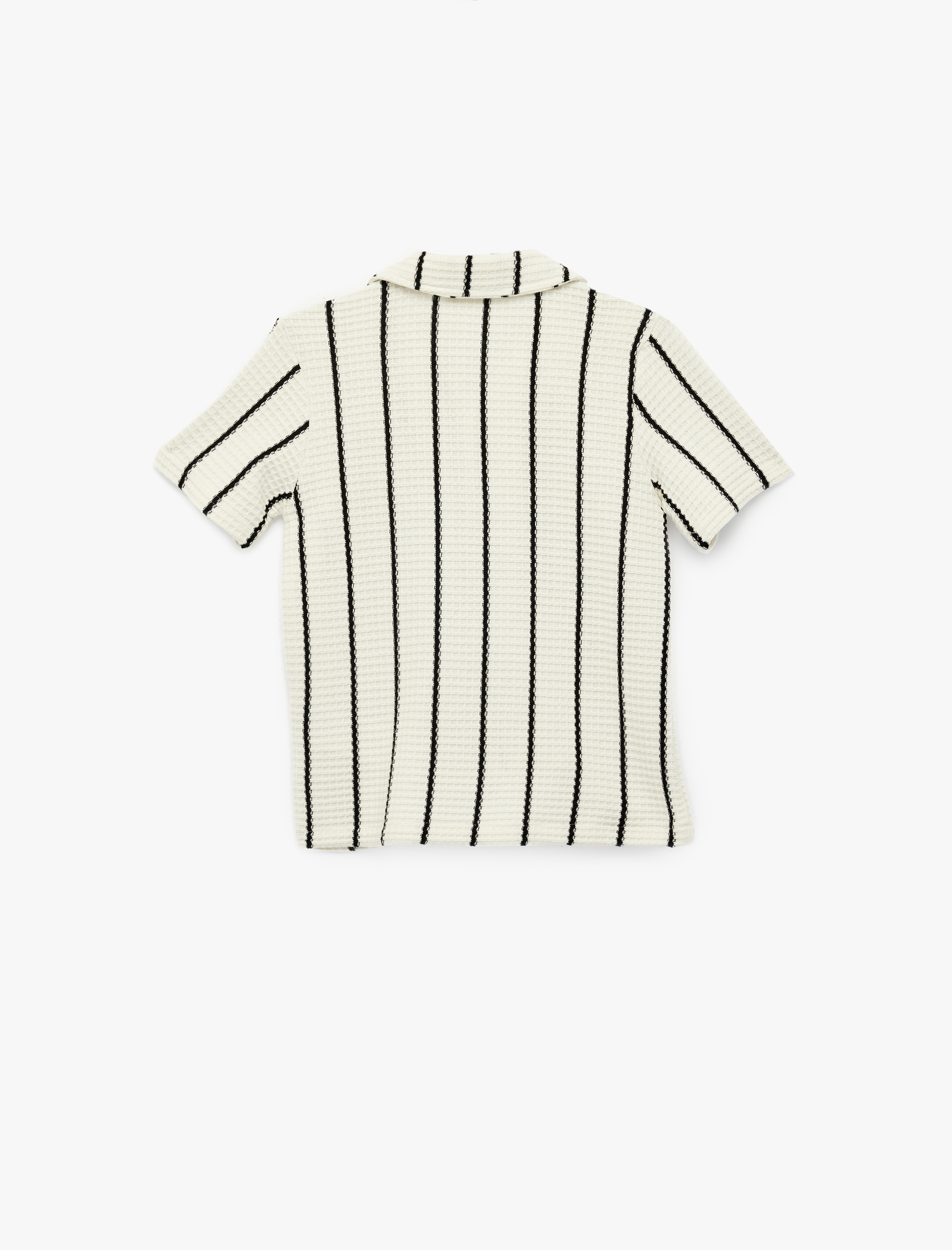  Erkek Çocuk Pamuklu Düğmeli Kısa Kollu Çizgili Polo Yaka Tişört