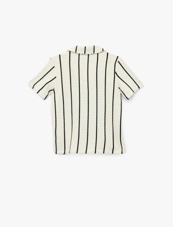 Erkek Çocuk Pamuklu Düğmeli Kısa Kollu Çizgili Polo Yaka Tişört