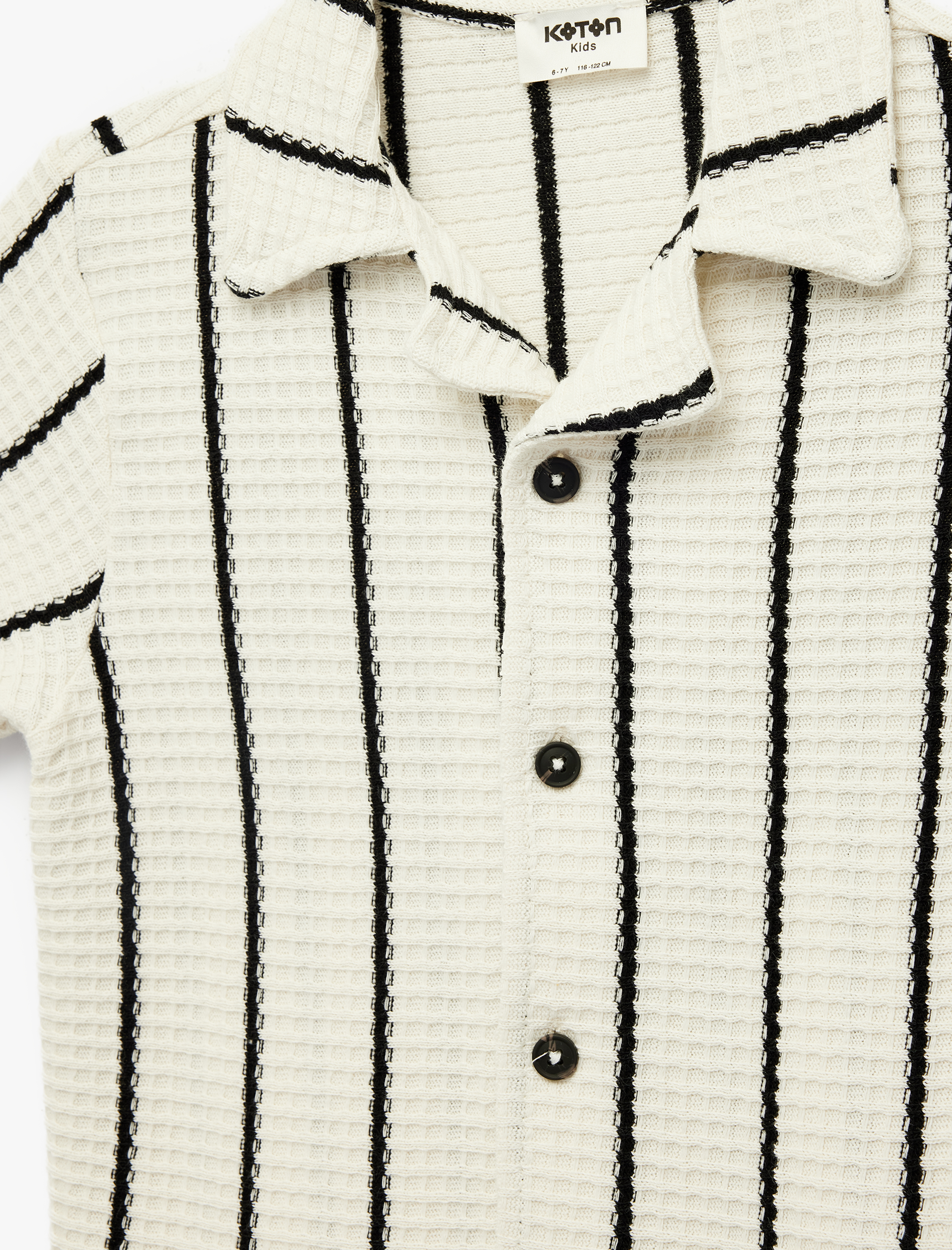  Erkek Çocuk Pamuklu Düğmeli Kısa Kollu Çizgili Polo Yaka Tişört