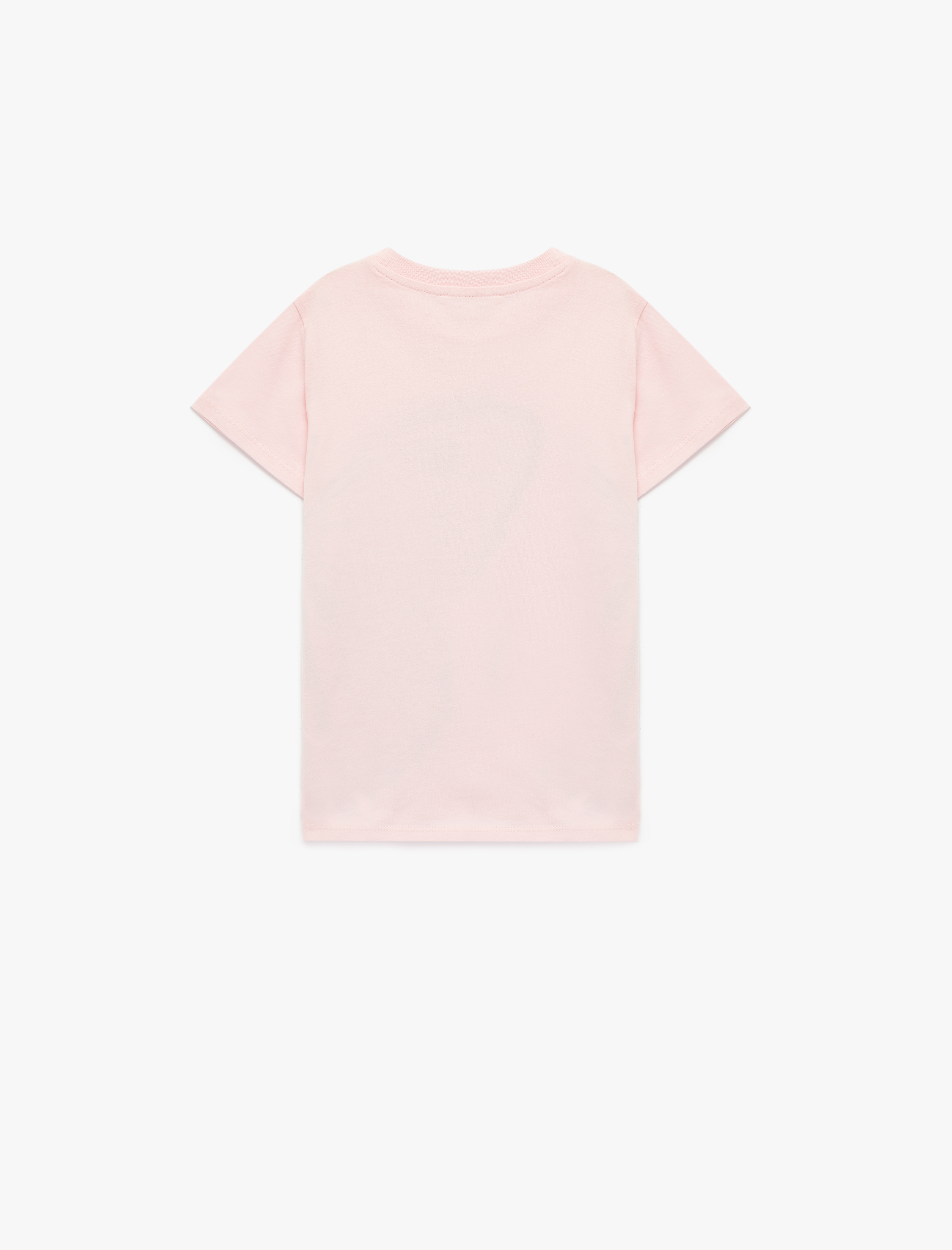  Kız Çocuk Kelebek Baskılı Kısa Kollu Bisiklet Yaka Pamuklu Tişört