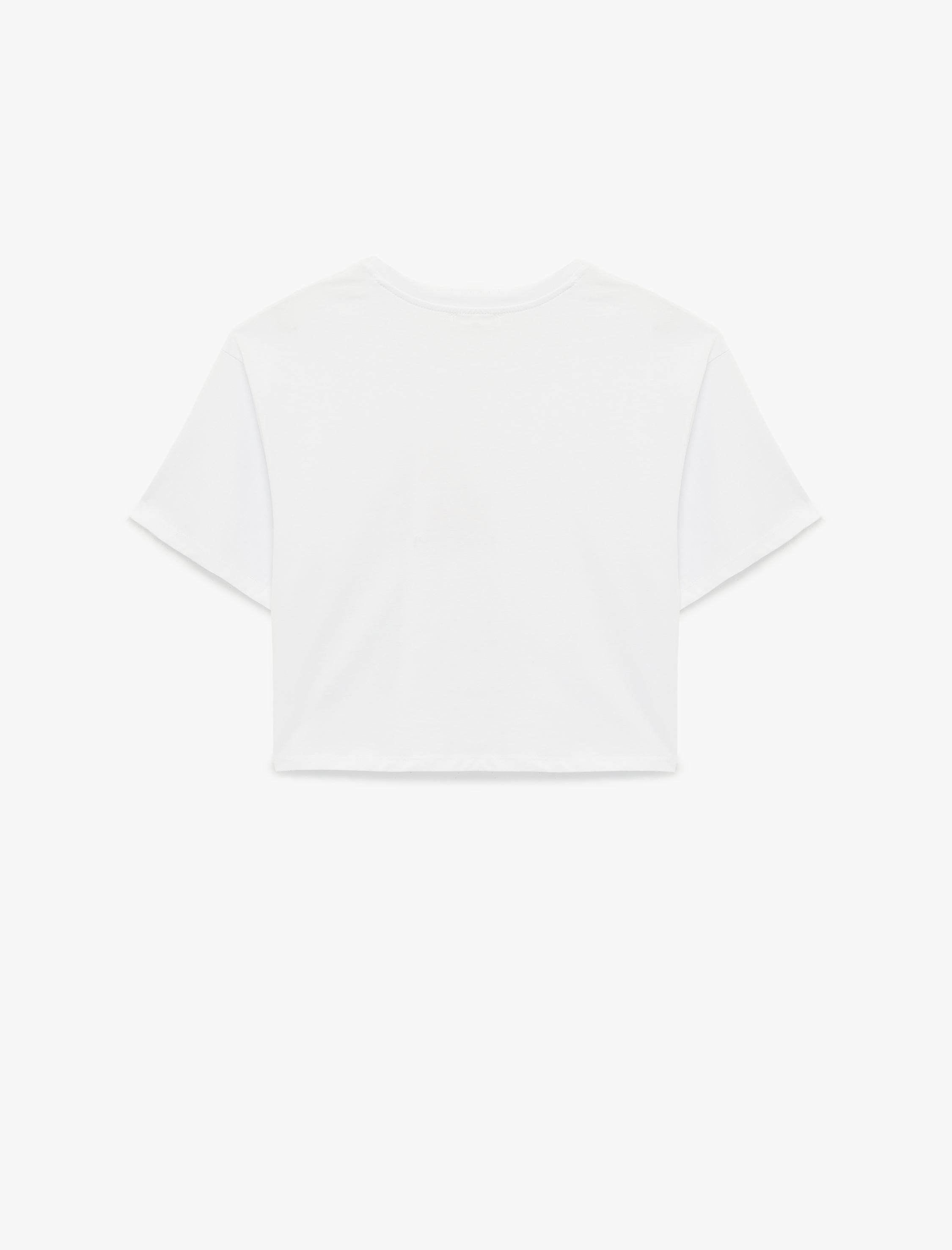   Rahat Kalıp Kısa Kollu Kiraz Baskılı Pamuklu Crop Tişört