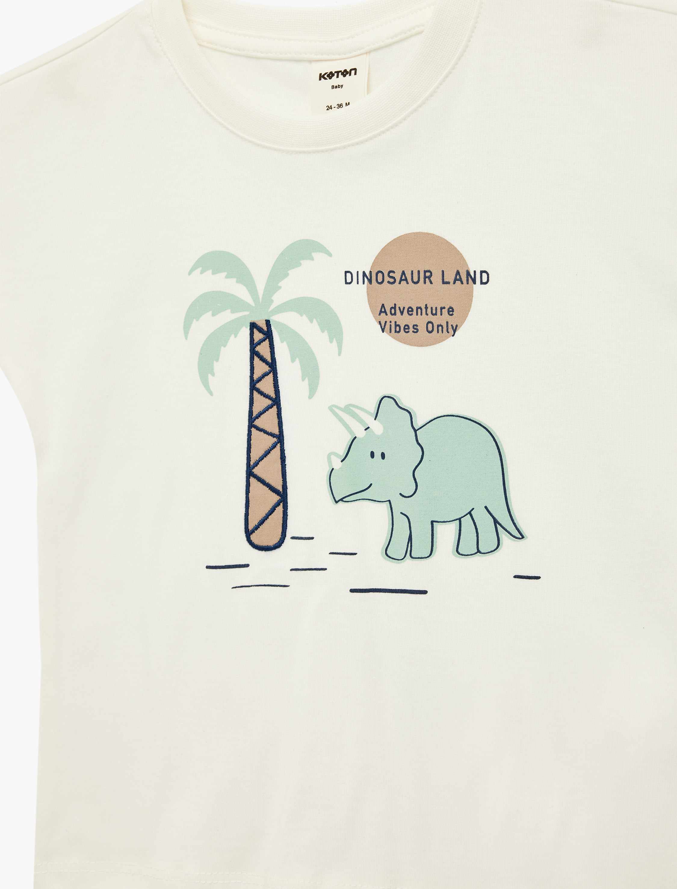  Erkek Bebek Dinozor Baskılı Kısa Kollu Bisiklet Yaka Pamuklu Oversize Tişört