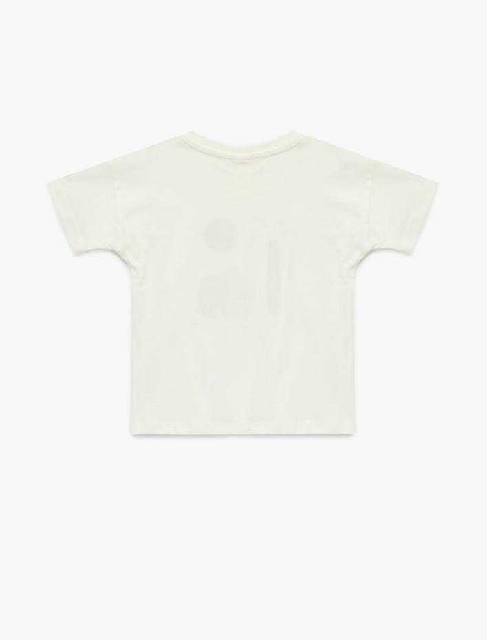 Erkek Bebek Dinozor Baskılı Kısa Kollu Bisiklet Yaka Pamuklu Oversize Tişört