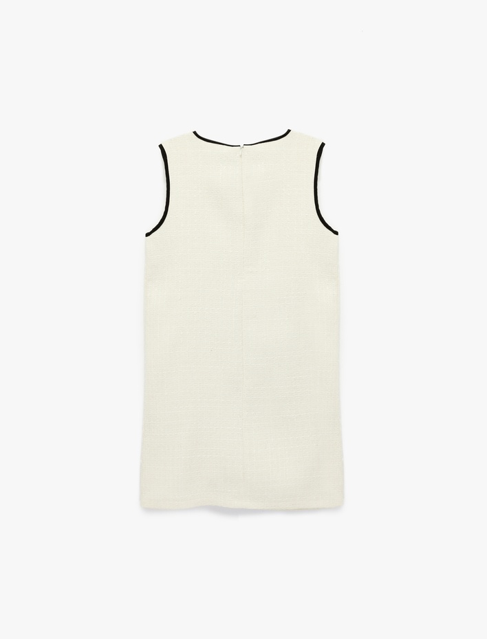 Kız Çocuk Bisiklet Yaka Kolsuz Fiyonklu Tüvit Elbise