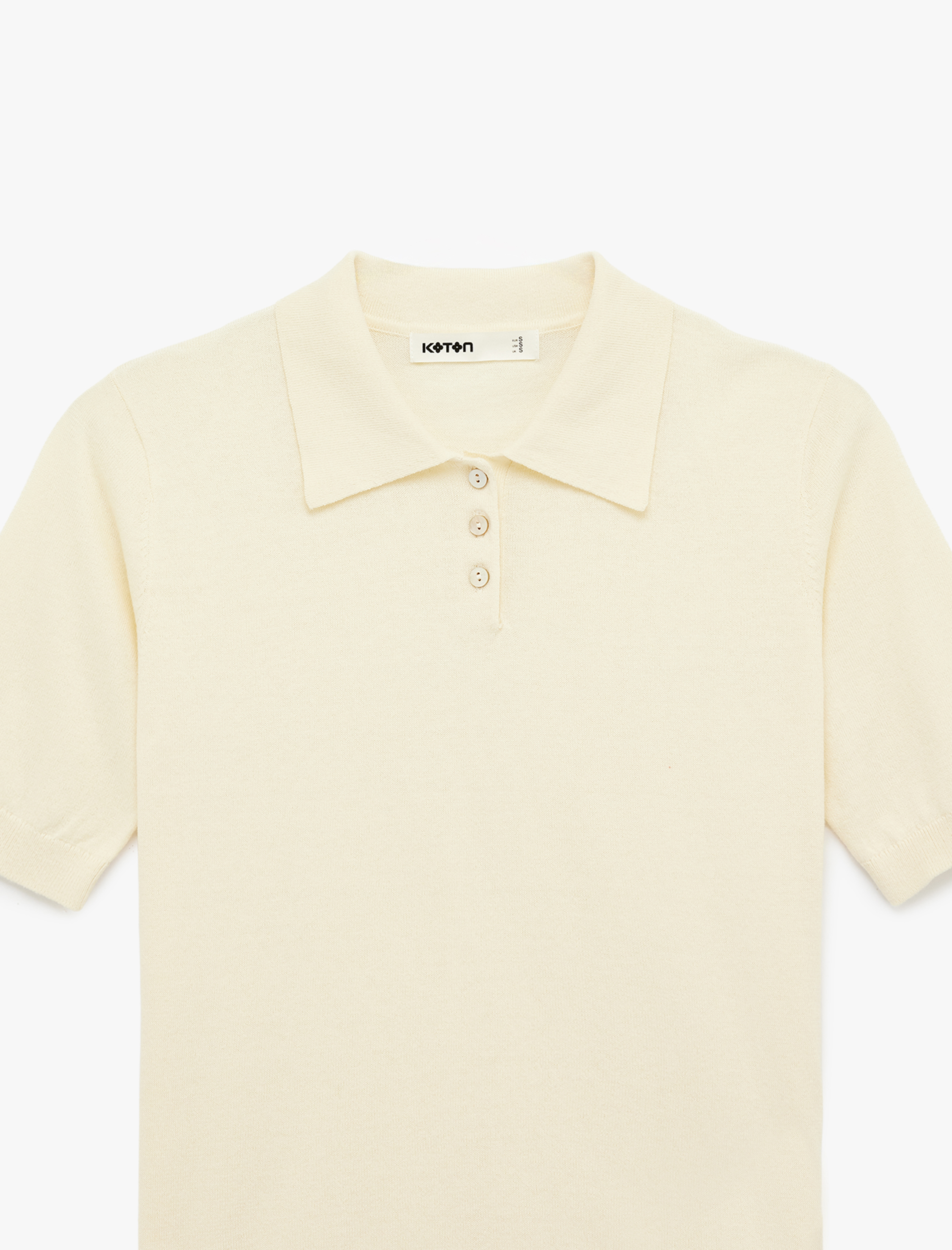   Pamuklu Düğmeli Polo Yaka Kısa Kollu Triko Kazak