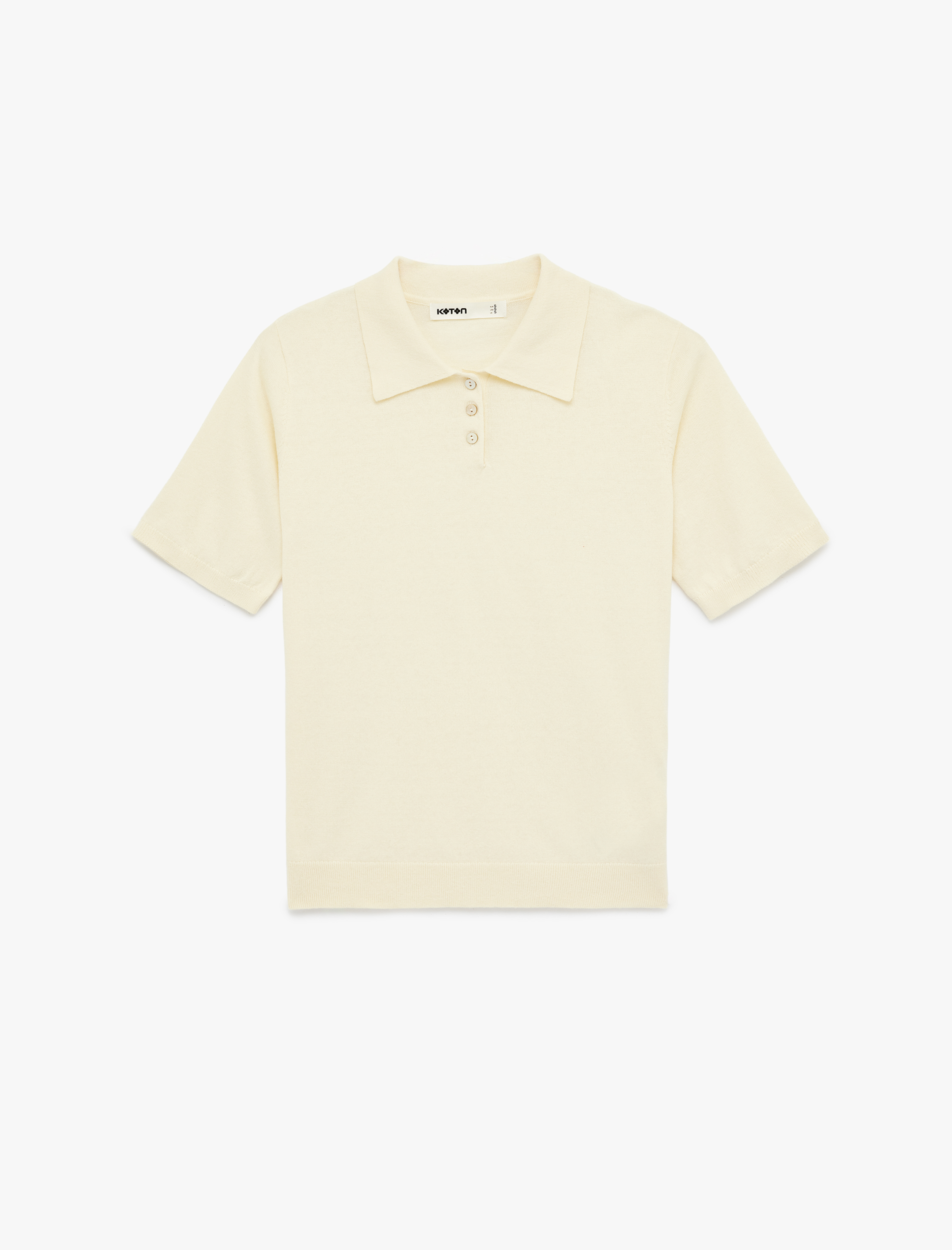   Pamuklu Düğmeli Polo Yaka Kısa Kollu Triko Kazak