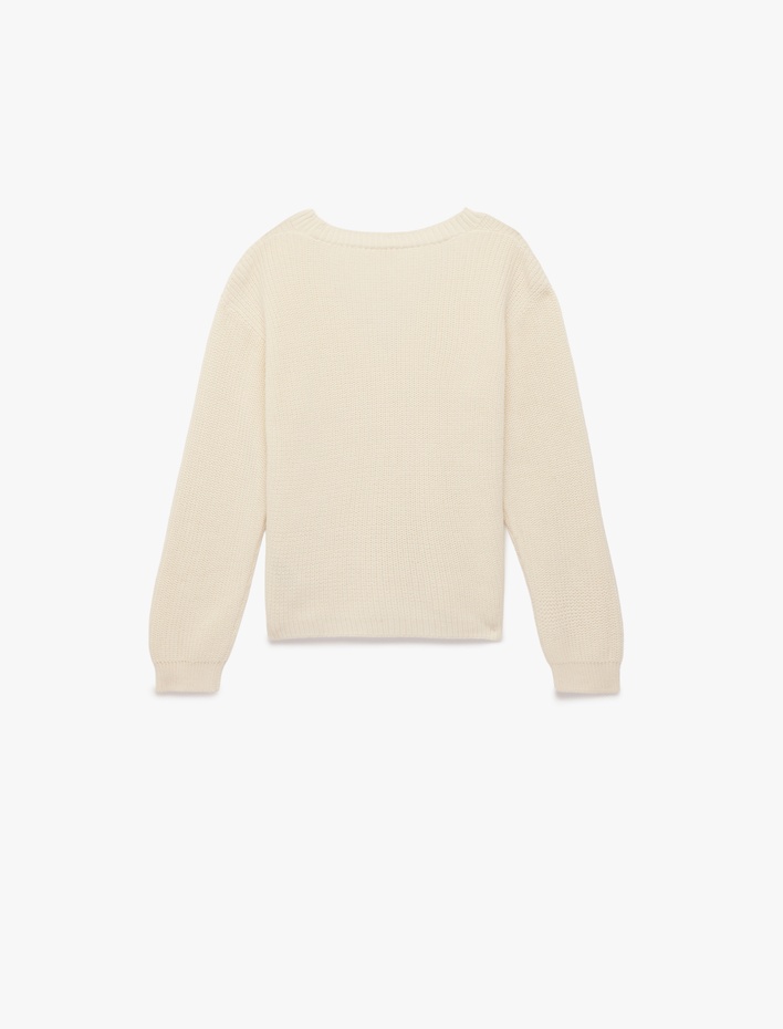 Kız Çocuk V Yaka Uzun Kollu Basic Triko Hırka