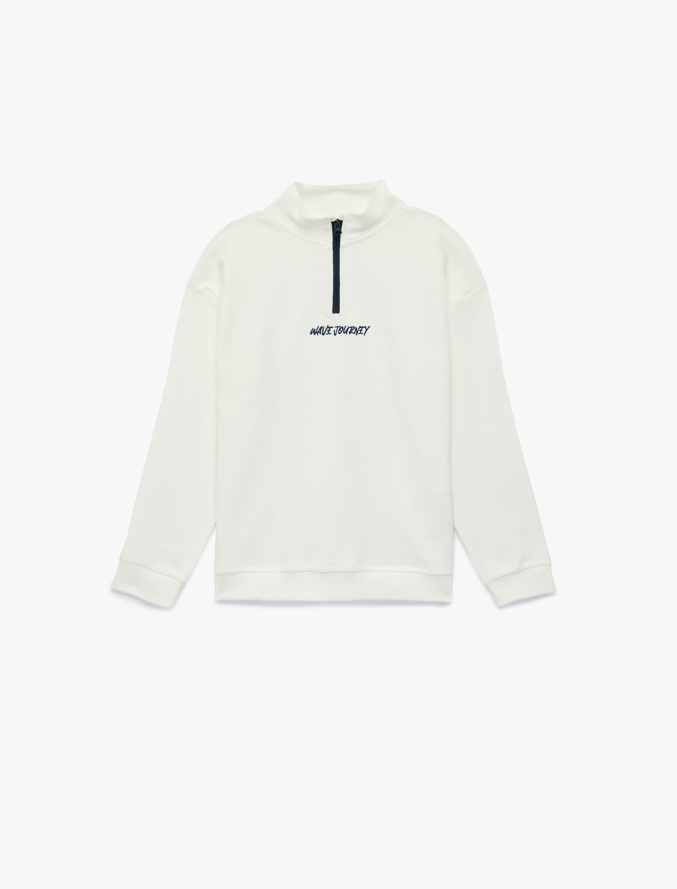  Erkek Çocuk Uzun Kollu Dik Yaka Yarım Fermuarlı Pamuklu Sweatshirt