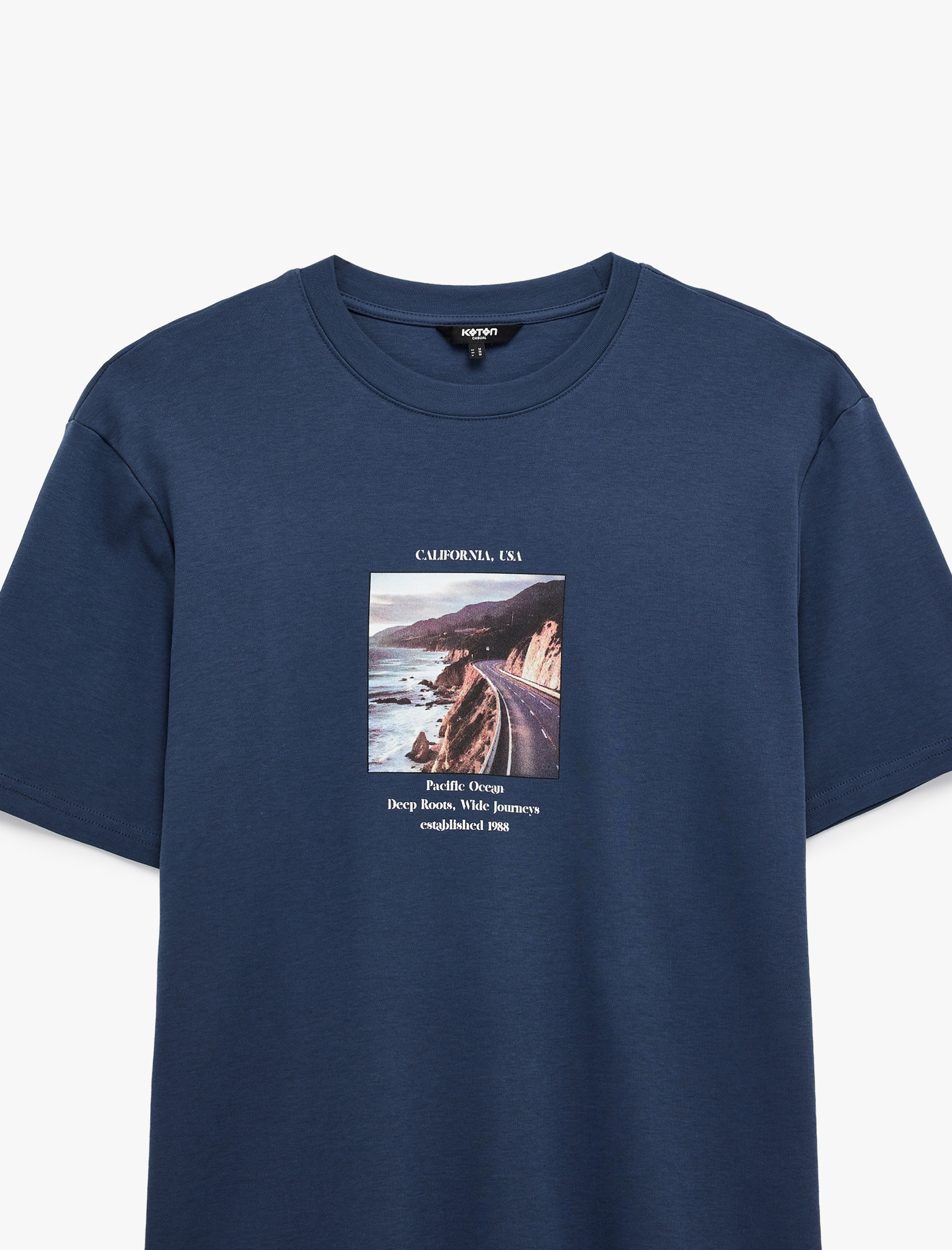   Regular Fit Kısa Kollu Bisiklet Yaka Pamuklu Baskılı Tişört