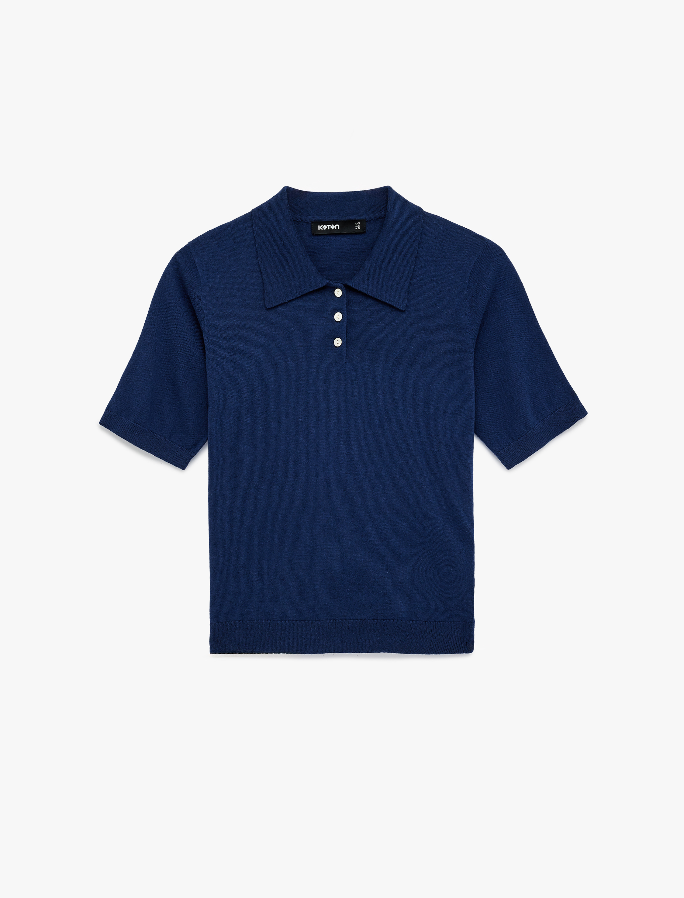   Pamuklu Düğmeli Polo Yaka Kısa Kollu Triko Kazak