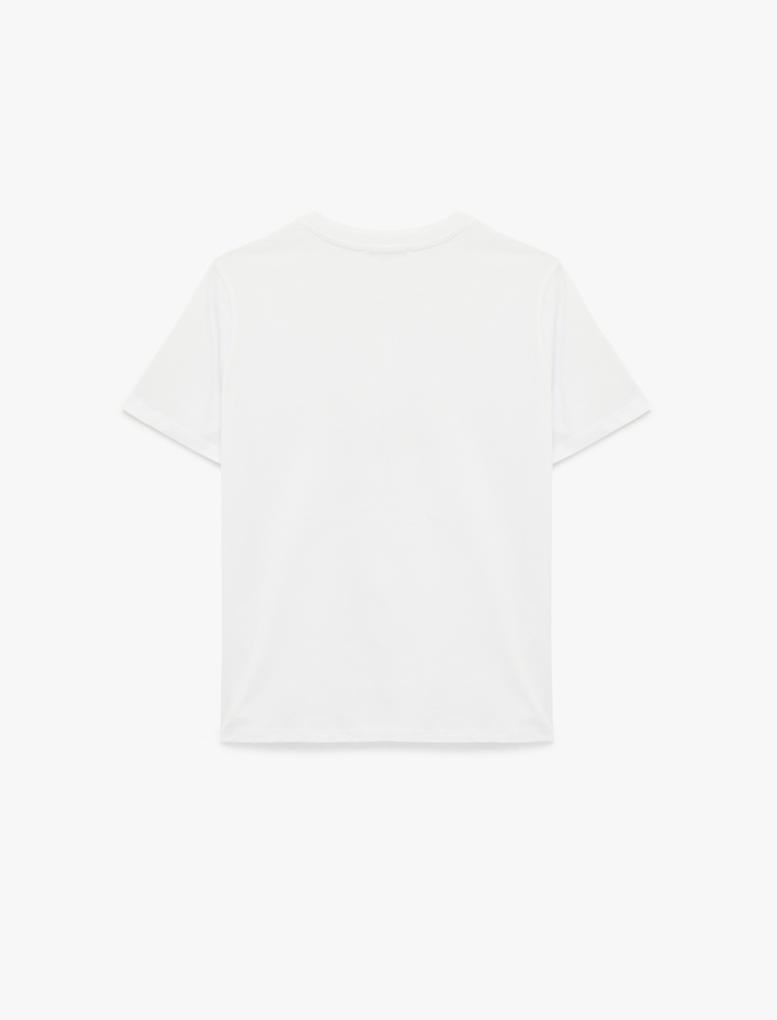  Regular Fit Kısa Kollu Bisiklet Yaka Pamuklu Fiyonklu Tişört