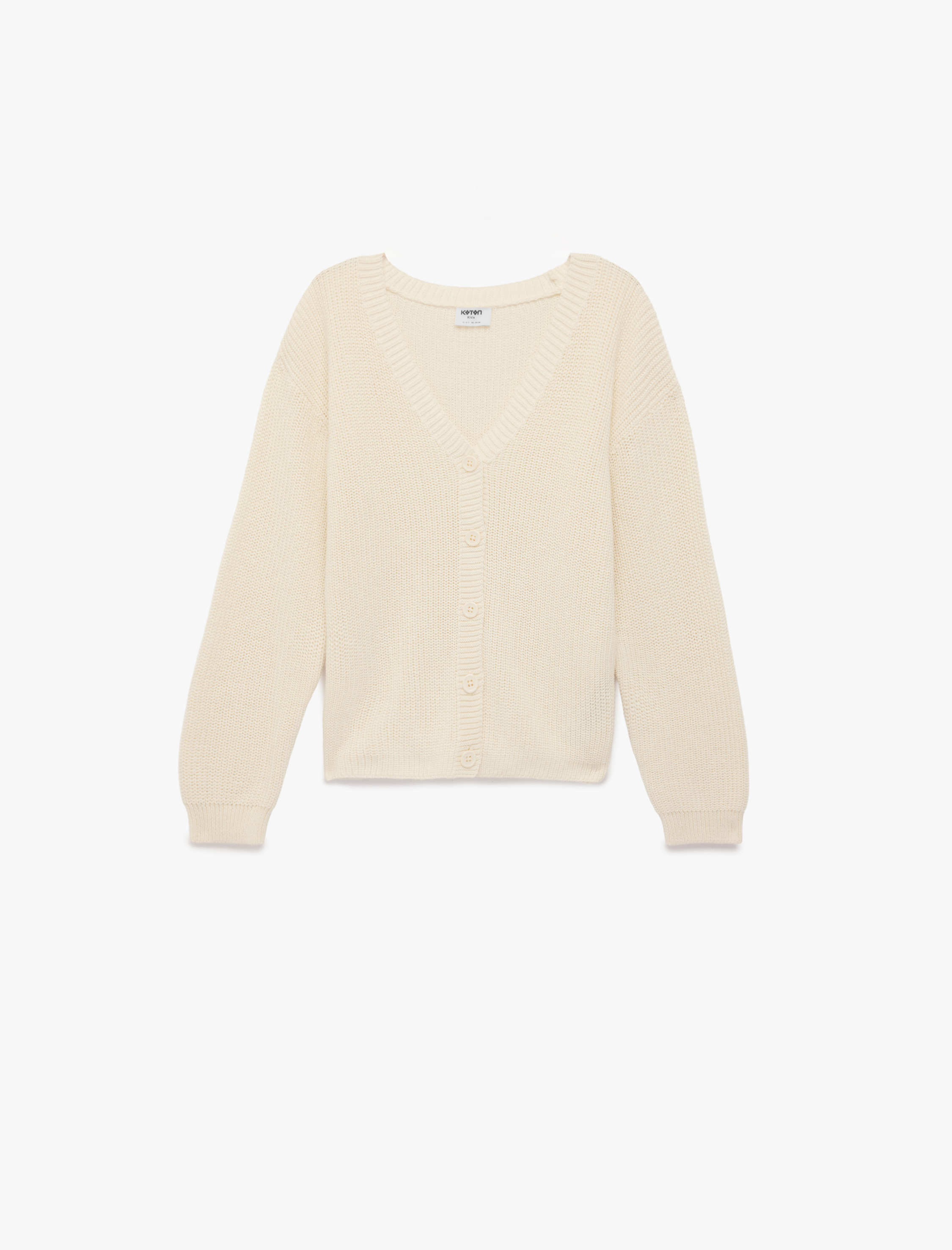  Kız Çocuk V Yaka Uzun Kollu Basic Triko Hırka