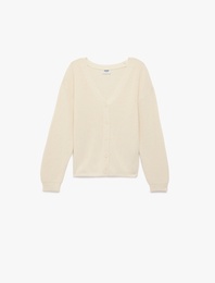 V Yaka Uzun Kollu Basic Triko Hırka