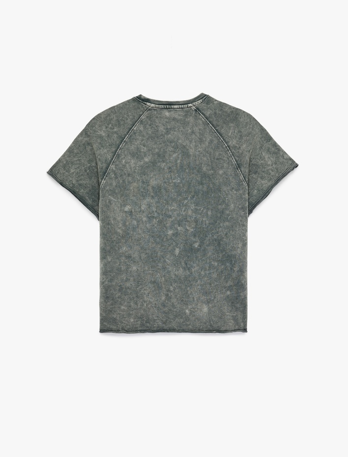  Kısa Kollu Bisiklet Yaka Pamuklu Oversize Baskılı Tişört