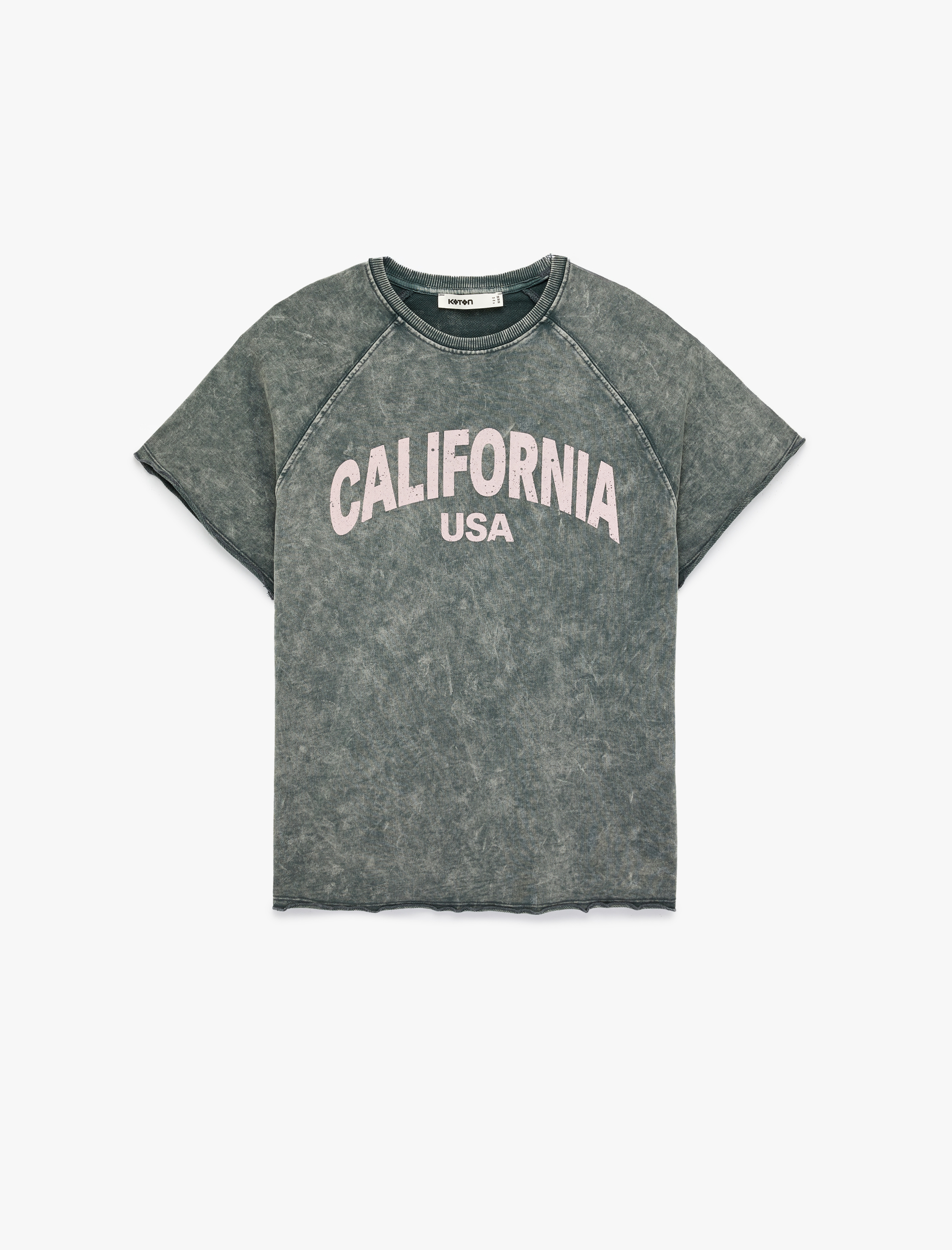   Kısa Kollu Bisiklet Yaka Pamuklu Oversize Baskılı Tişört