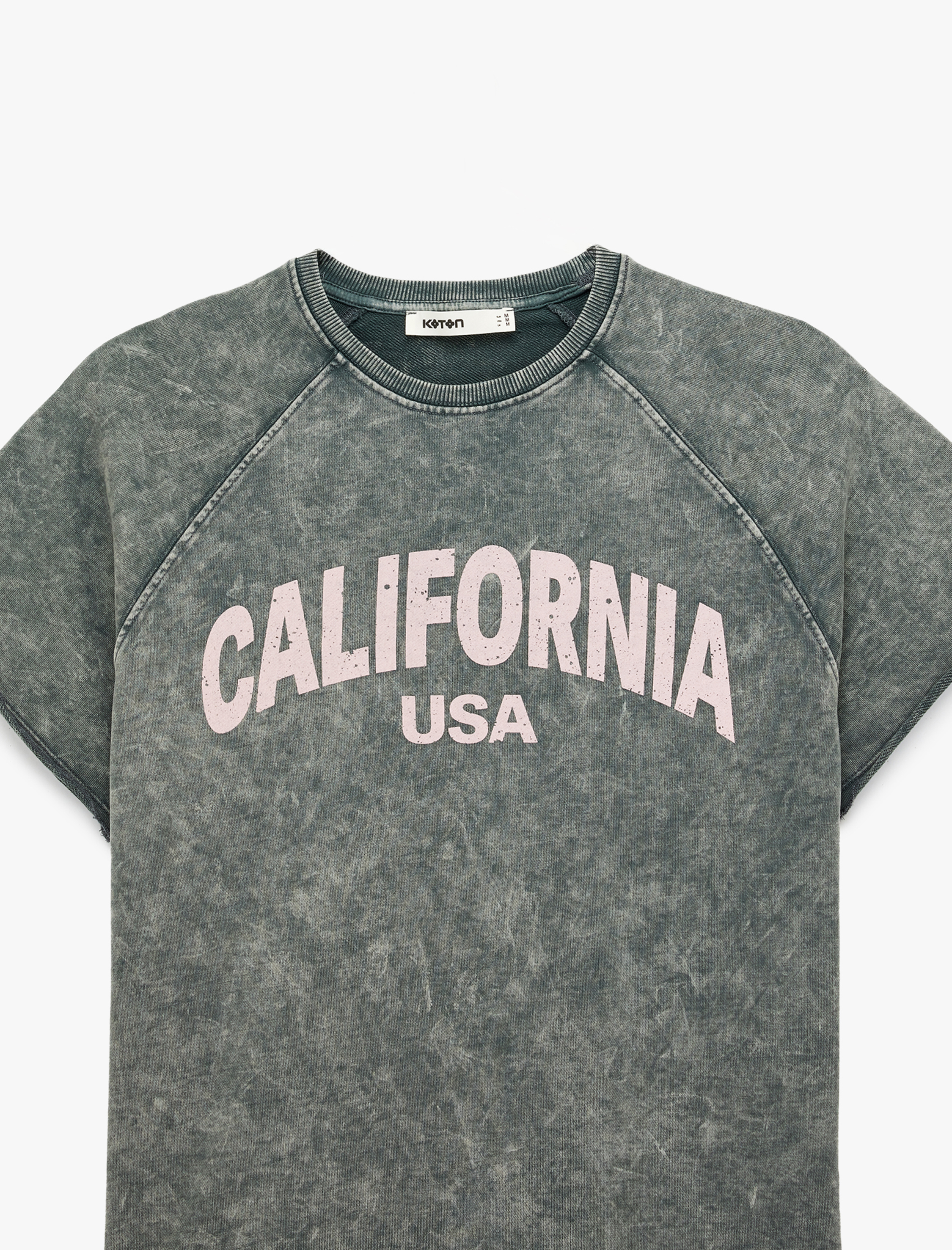   Kısa Kollu Bisiklet Yaka Pamuklu Oversize Baskılı Tişört