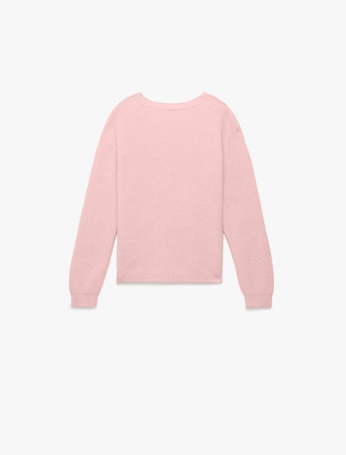 Kız Çocuk V Yaka Uzun Kollu Basic Triko Hırka