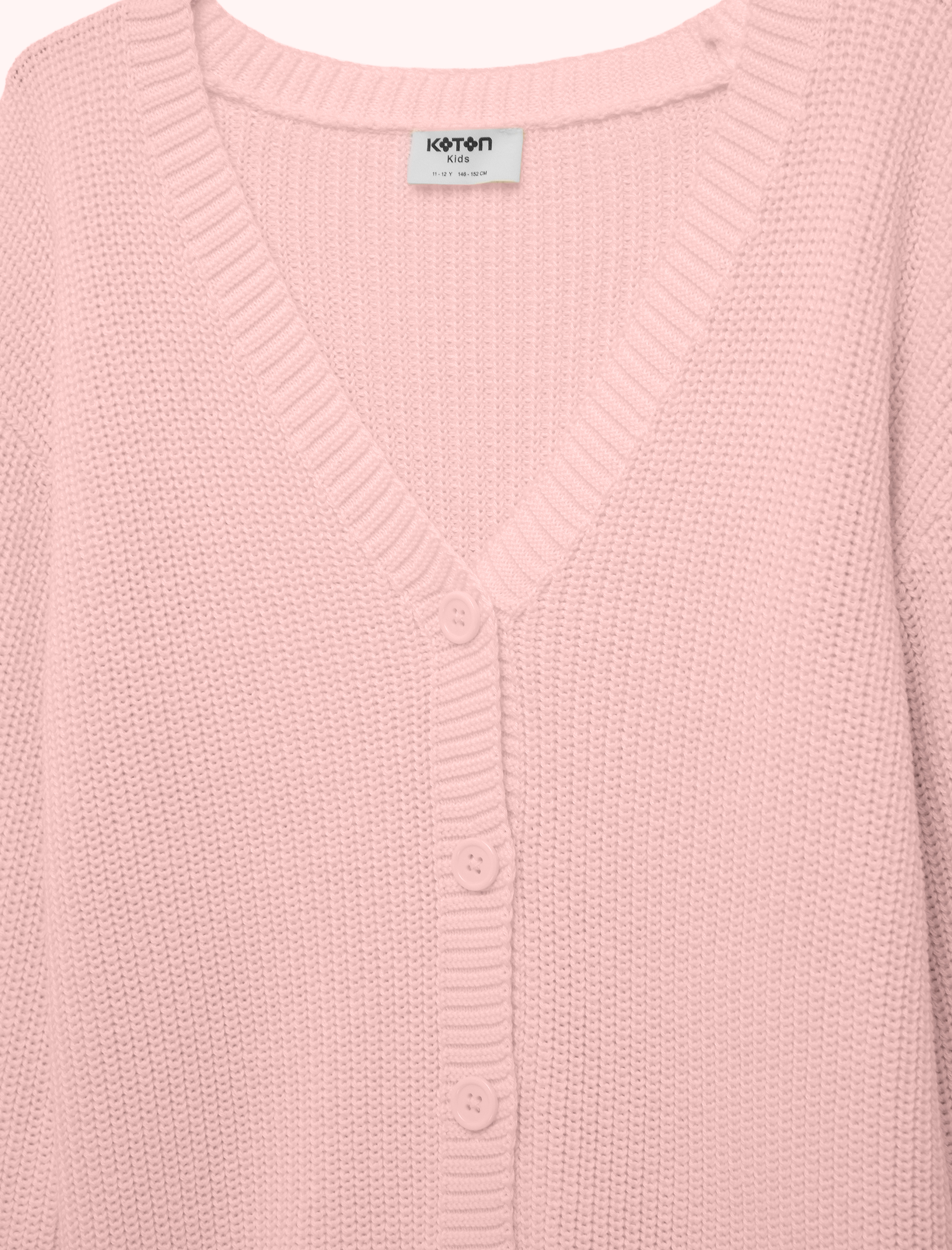  Kız Çocuk V Yaka Uzun Kollu Basic Triko Hırka