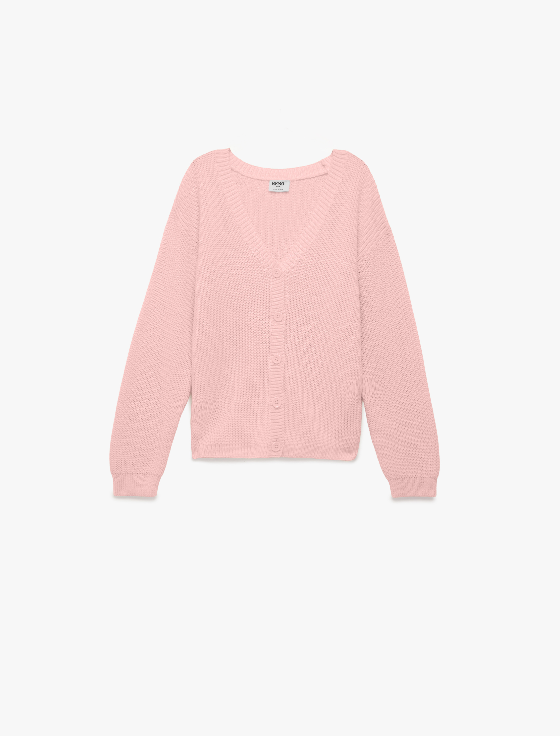  Kız Çocuk V Yaka Uzun Kollu Basic Triko Hırka