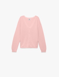 V Yaka Uzun Kollu Basic Triko Hırka