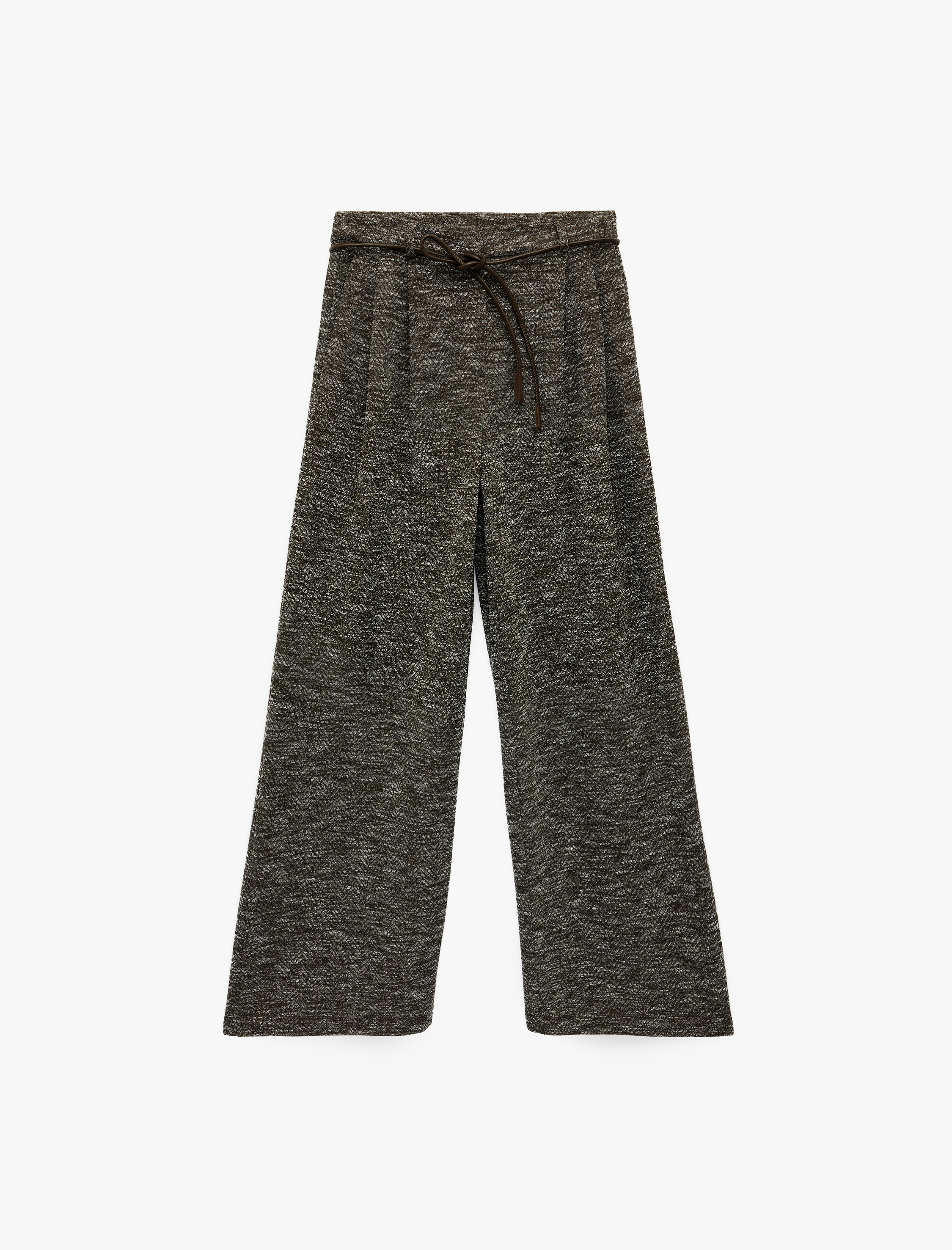   Desenli Kemer Detaylı Cepli Dokulu Pantolon