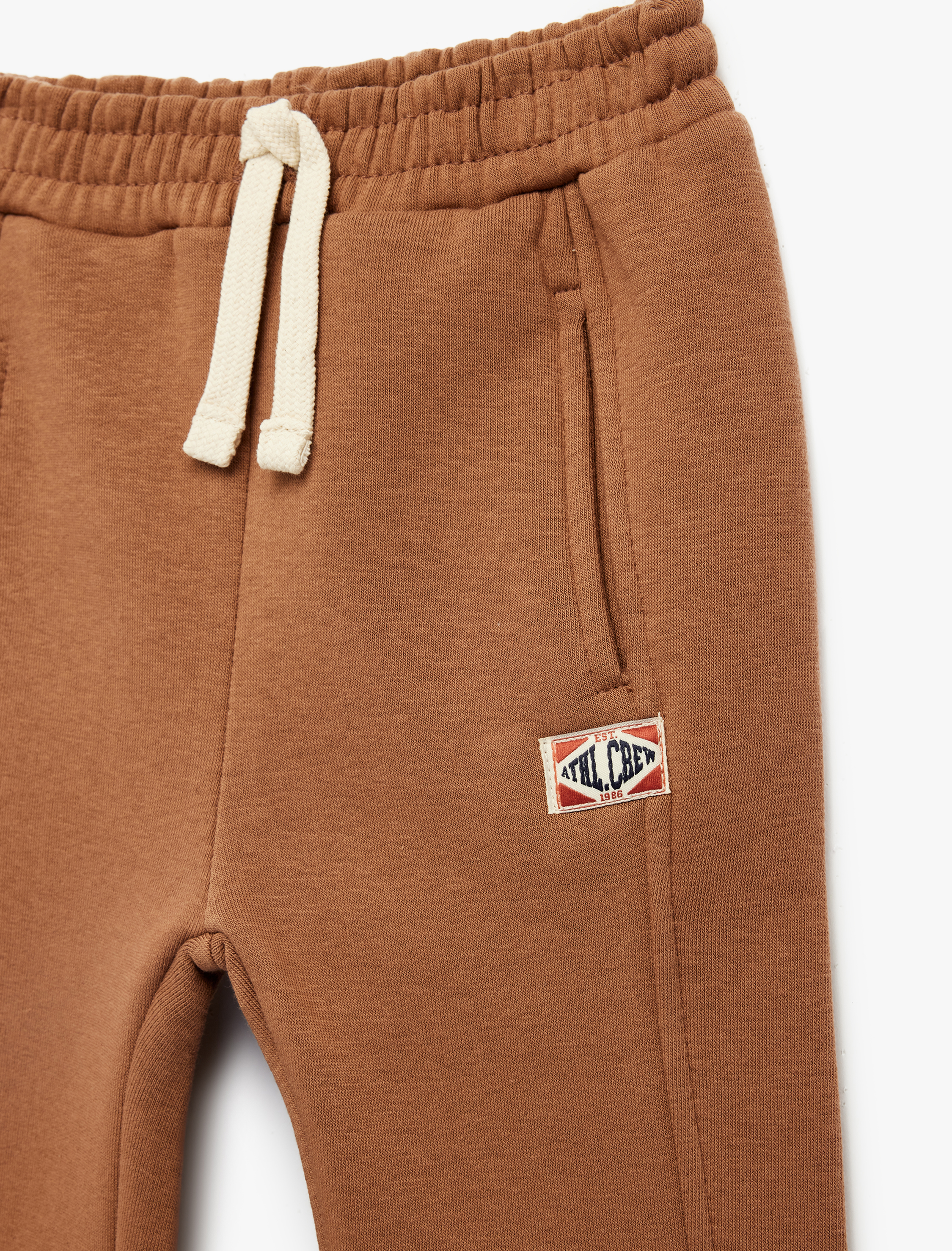  Erkek Bebek Beli Bağcıklı Cep Detaylı Pamuklu Jogger Eşofman Altı