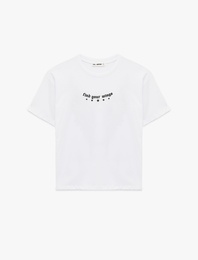 Bisiklet Yaka Kısa Kollu Pamuklu Arkası Baskılı Oversize Tişört