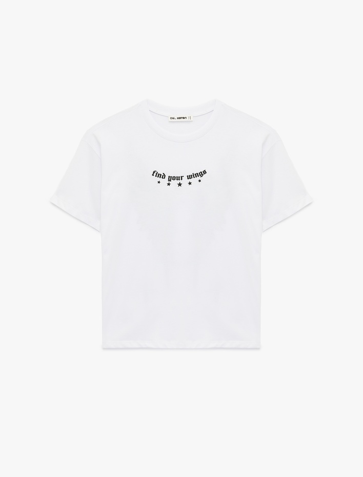  Bisiklet Yaka Kısa Kollu Pamuklu Arkası Baskılı Oversize Tişört