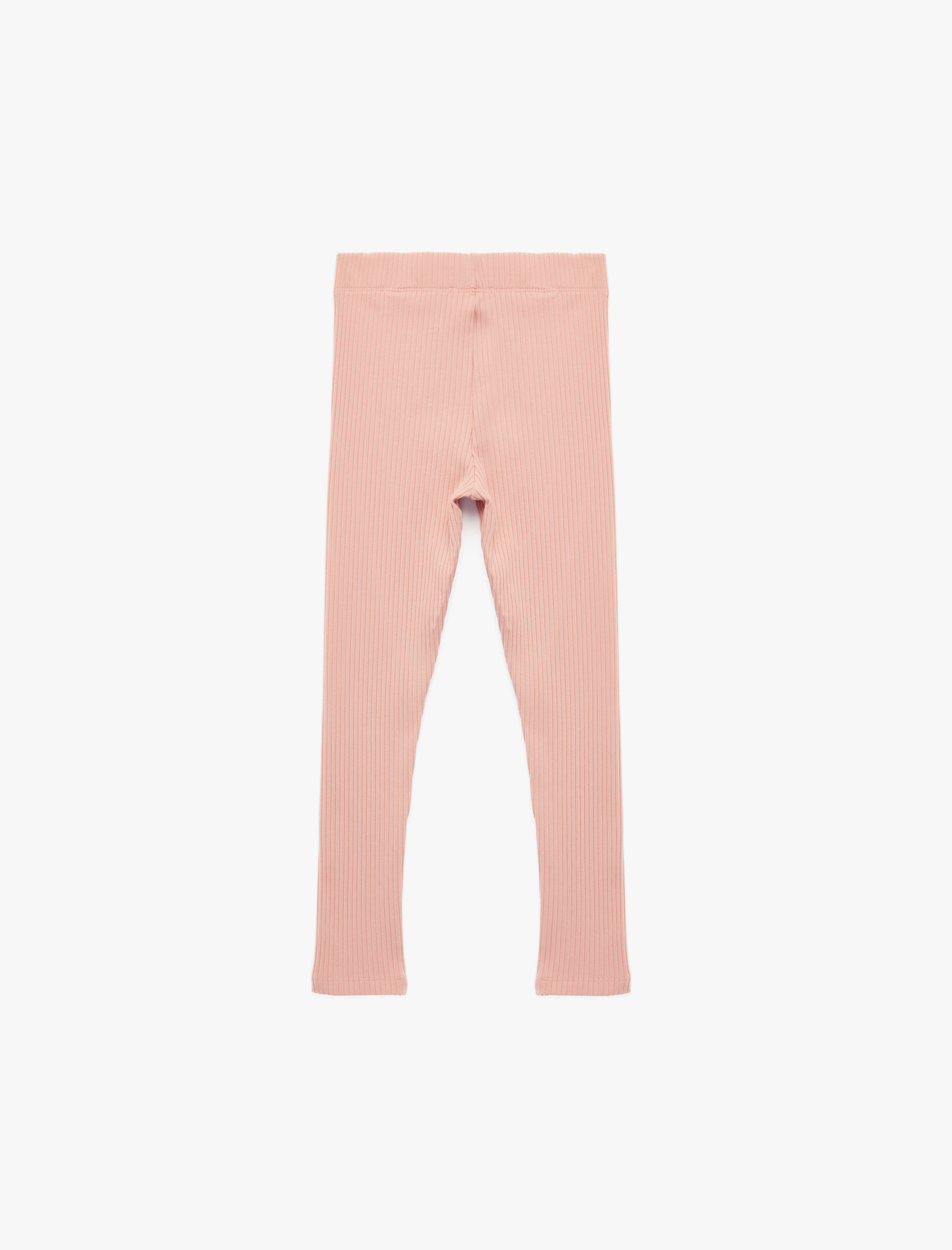  Kız Çocuk Beli Lastikli Ribanalı Pamuklu Tayt