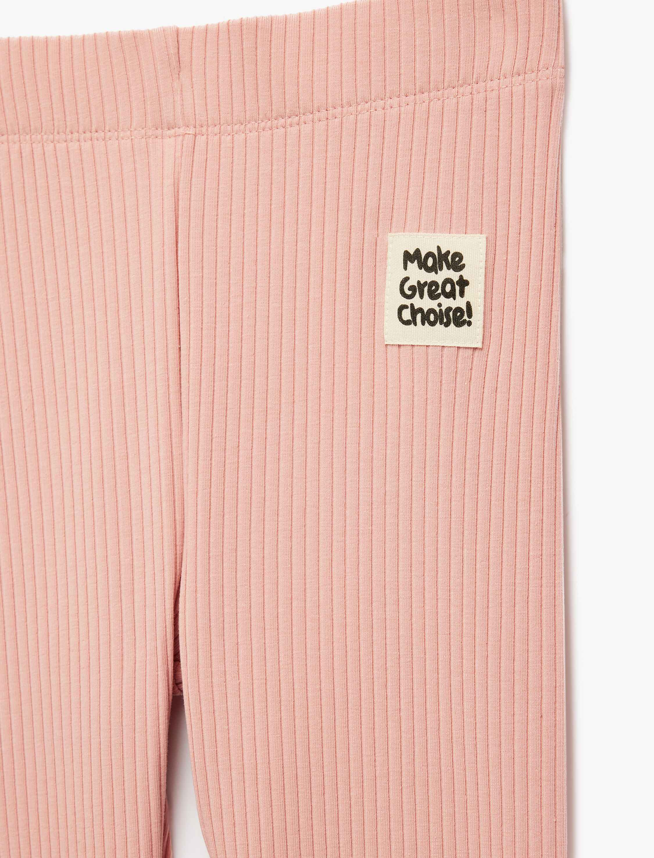  Kız Çocuk Beli Lastikli Ribanalı Pamuklu Tayt