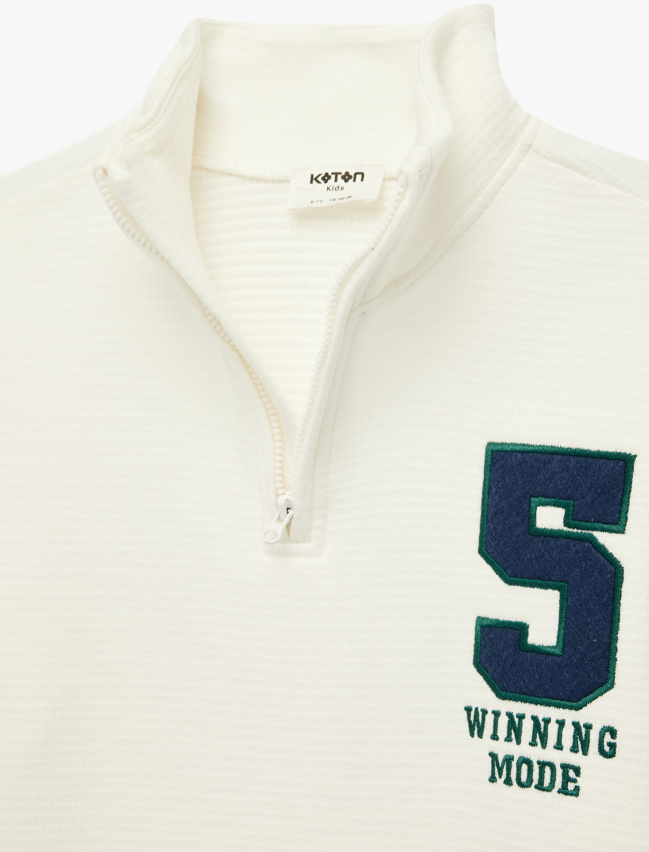  Erkek Çocuk Pamuklu Uzun Kollu Yarım Fermuar Detaylı Dik Yaka Sweatshirt