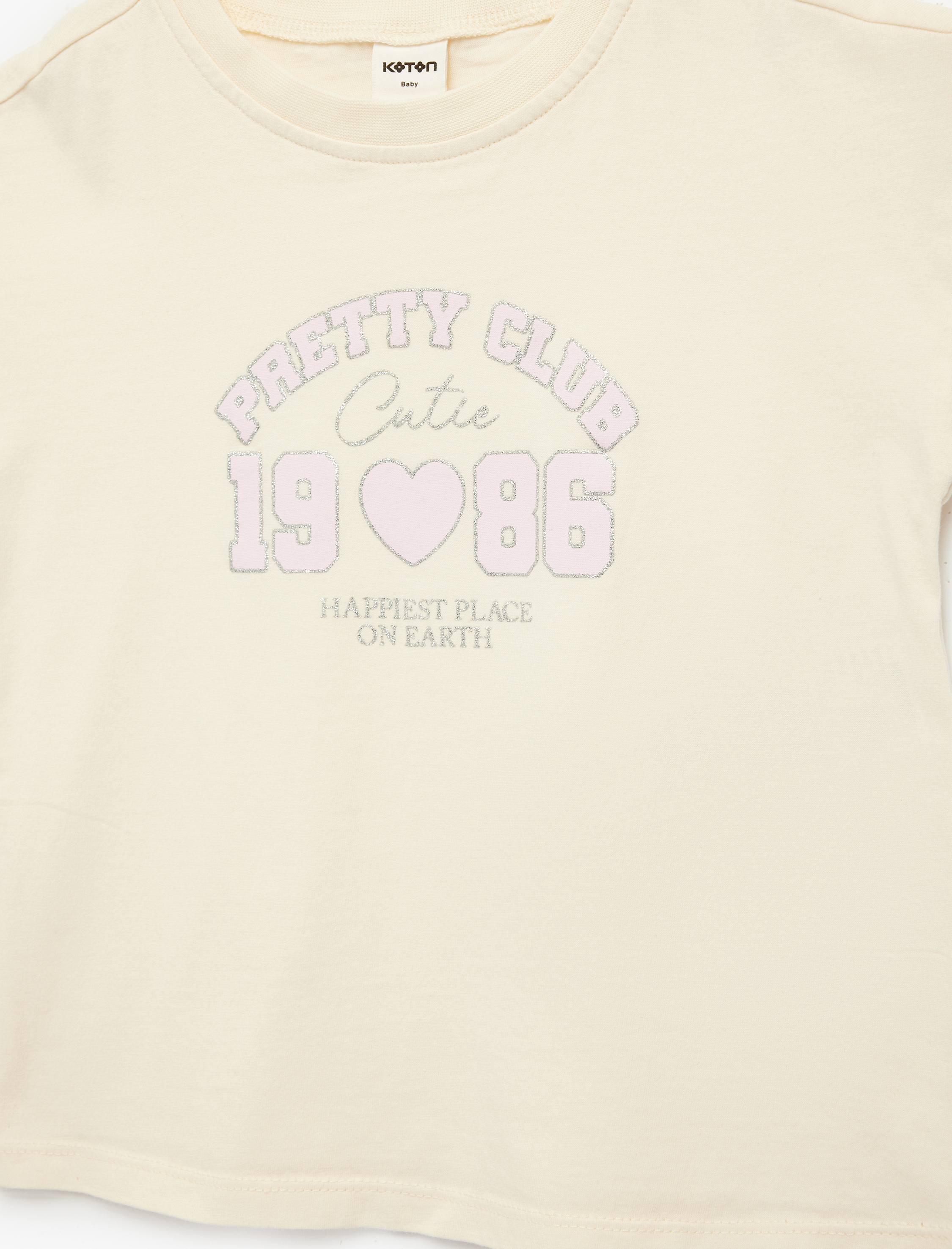  Kız Bebek Pamuklu Baskılı Kısa Kollu Bisiklet Yaka Tişört